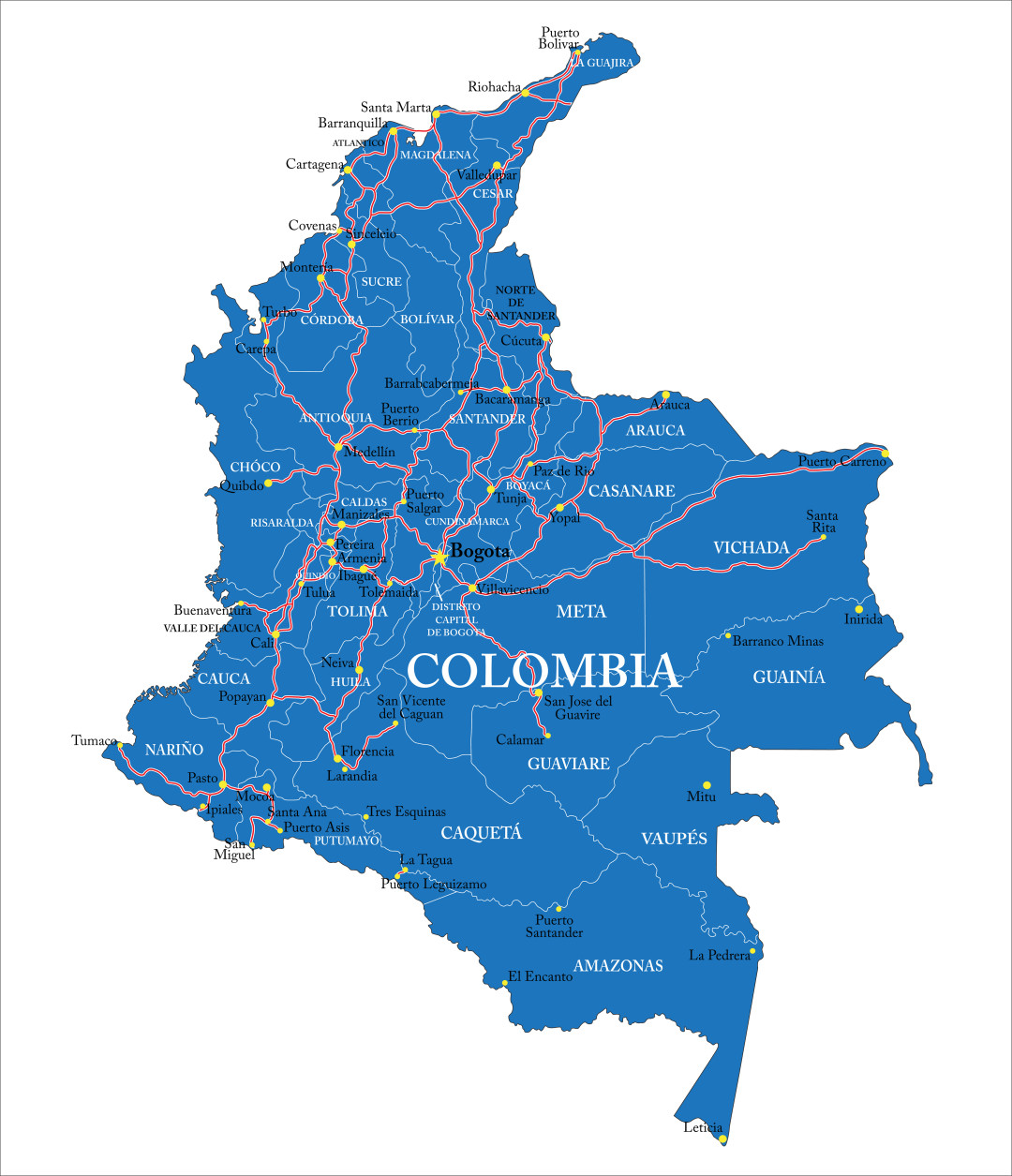 Large Detailed Administrative Map Of Colombia Colombia Large Detailed ...